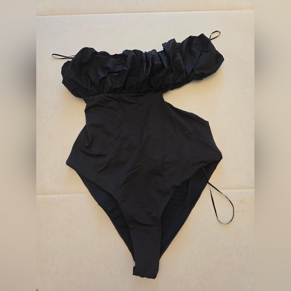 NWT Zara Swimsuit One Piece Strapless In Black Size XL - Picture 2 of 7